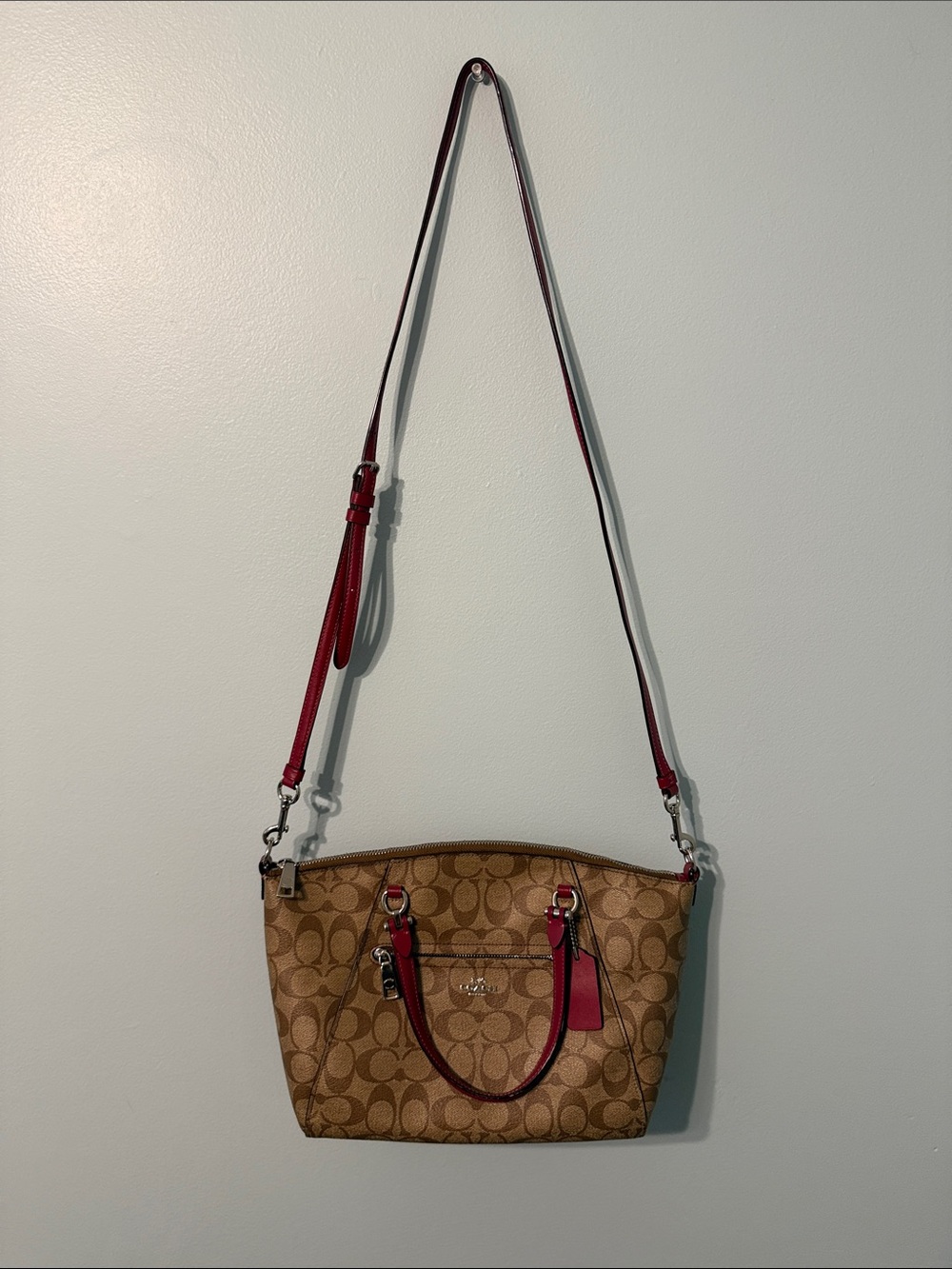 Coach Light Khaki/1941 Red Prairie Satchel in Signature Canvas - Picture 7 of 7